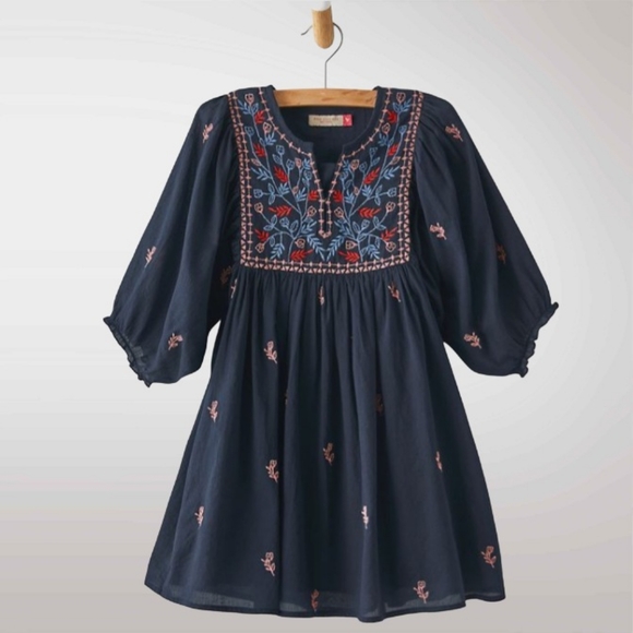 Pink Chicken New York Girls Ava Bella Navy Embroidered Dress Size 10 - Picture 1 of 7